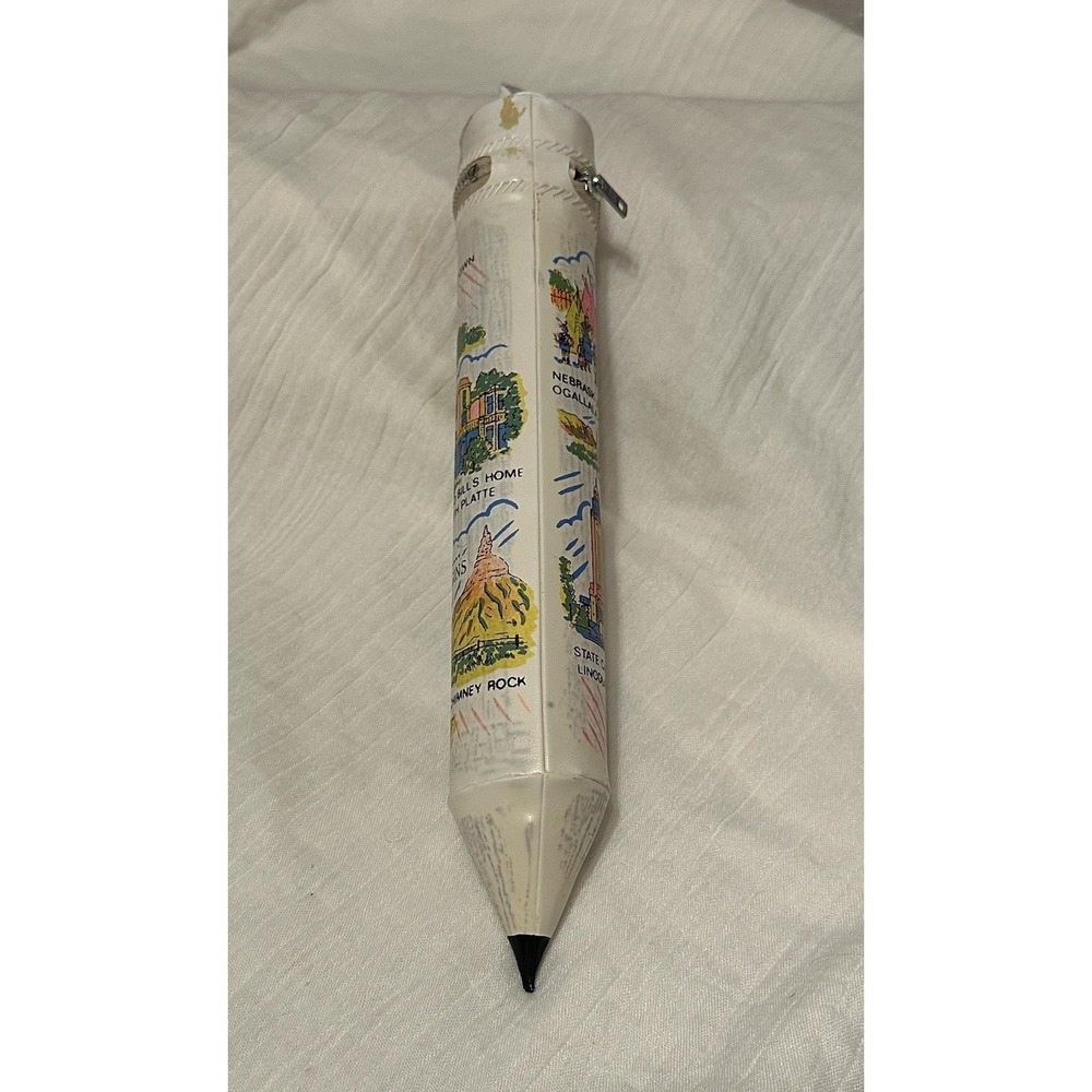 Vintage Nebraska Souvenir Pencil Case White – Lincoln State Capitol Retro 1970s